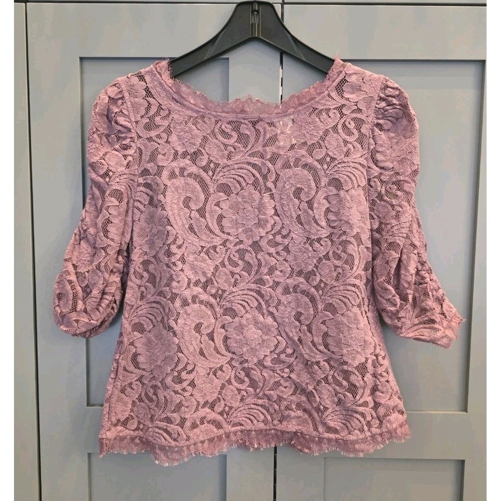 Sundance Floral Paisley Lace Blouse Sz M Soft Purple Romantic Feminine Soft Girl